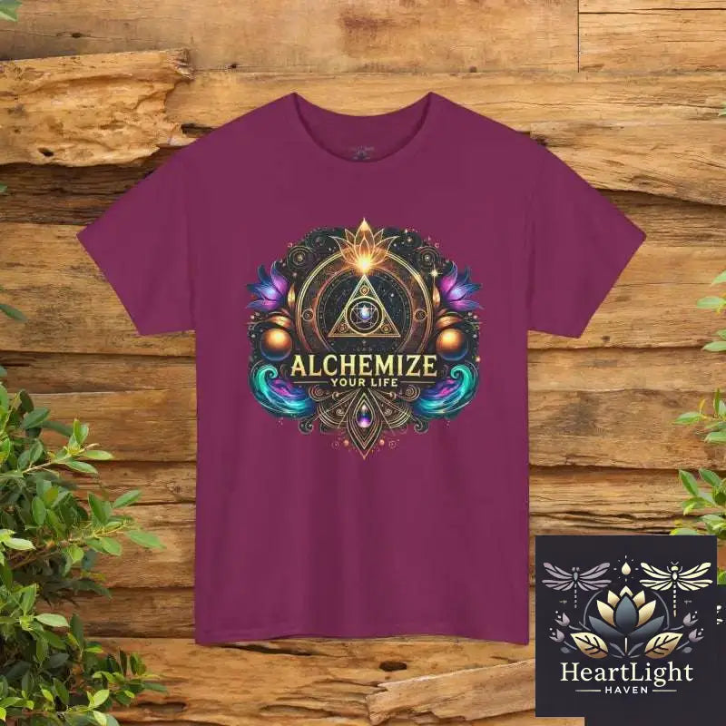 Alchemy Inspired Unisex Heavy Cotton Tee Spiritual T-Shirt for Meditation Boho Chic Gift Festival Wear Alchemize