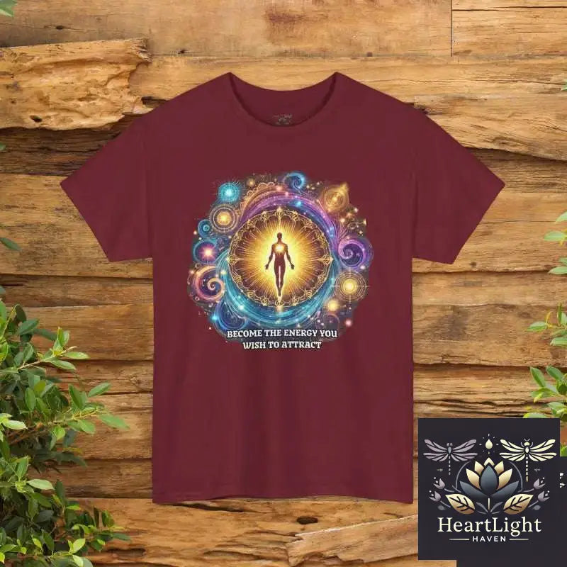 Cosmic Energy Unisex Heavy Cotton Tee - Spiritual Awakening Shirt Meditation Apparel Self-Improvement Gift Celestial