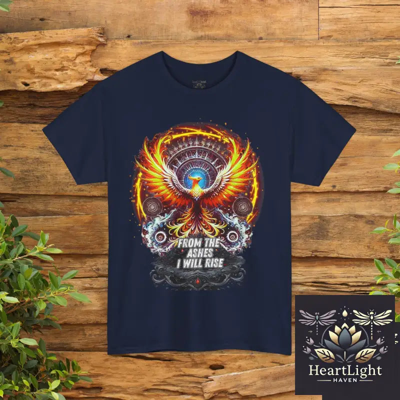From the Ashes I Will Rise Unisex Heavy Cotton Tee Inspirational T-Shirt Phoenix Graphic Tee Motivational Gift Rising