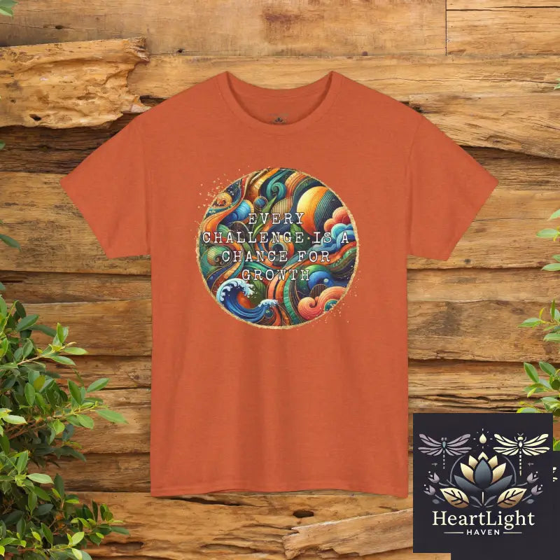 Inspirational Unisex Heavy Cotton Tee - ’Every Challenge Is an Opportunity for Growth’ - Motivational Shirt