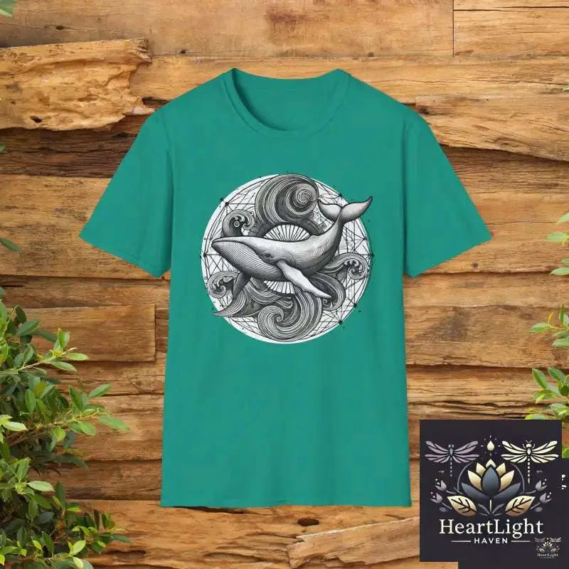 Spirit Animal Humpback Whale Mandala Tee -Ocean Life Graphic Shirt for Marine Enthusiasts & Nature Lovers - S / Jade