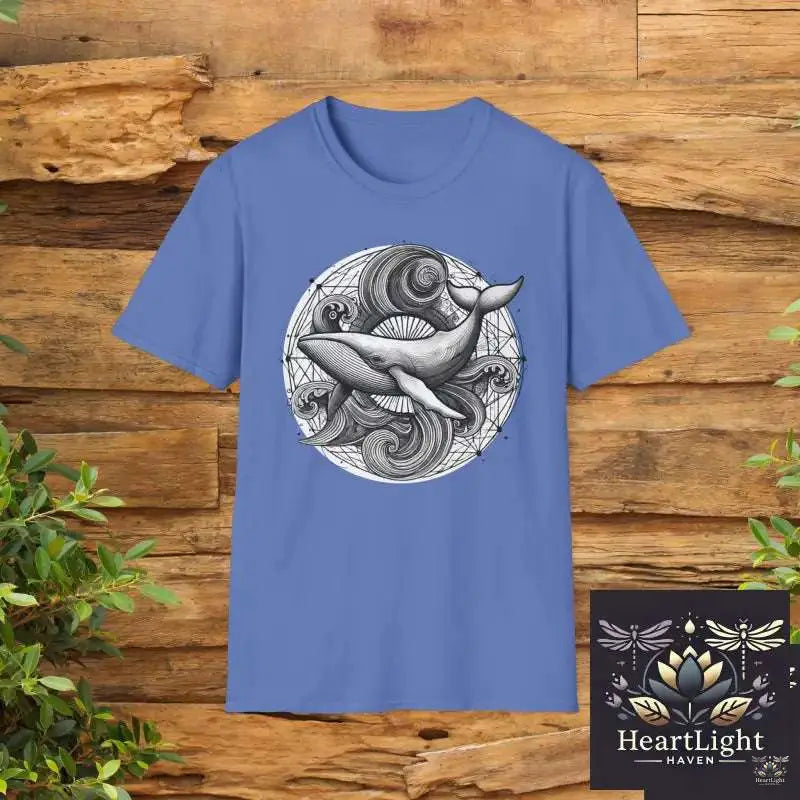 Spirit Animal Humpback Whale Mandala Tee -Ocean Life Graphic Shirt for Marine Enthusiasts & Nature Lovers - S / Iris