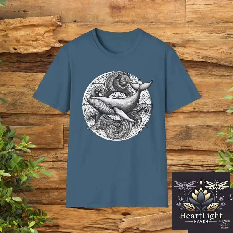 Spirit Animal Humpback Whale Mandala Tee -Ocean Life Graphic Shirt for Marine Enthusiasts & Nature Lovers - S / Indigo