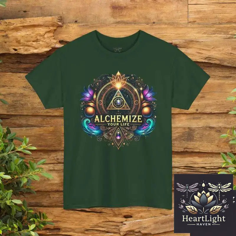 Alchemy Inspired Unisex Heavy Cotton Tee Spiritual T-Shirt for Meditation Boho Chic Gift Festival Wear Alchemize
