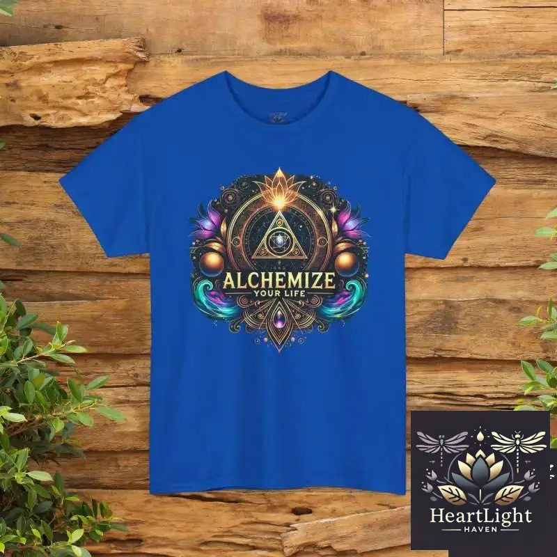 Alchemy Inspired Unisex Heavy Cotton Tee Spiritual T-Shirt for Meditation Boho Chic Gift Festival Wear Alchemize