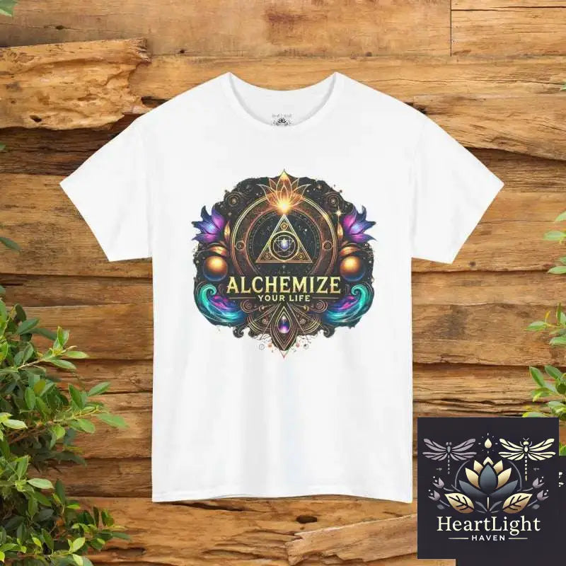 Alchemy Inspired Unisex Heavy Cotton Tee Spiritual T-Shirt for Meditation Boho Chic Gift Festival Wear Alchemize
