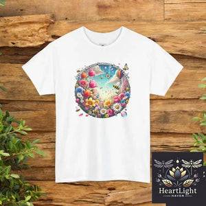 Bee the Reason Someone Smiles Today Uplifting Floral Unisex T-Shirt - White / S - T-Shirt