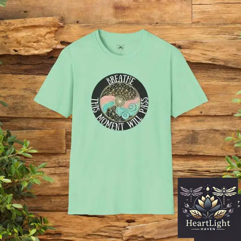 Breathe Inspirational T-Shirt Unisex Softstyle Tee Mindfulness Gift Self-Care Apparel Relaxation Shirt Positive Quote