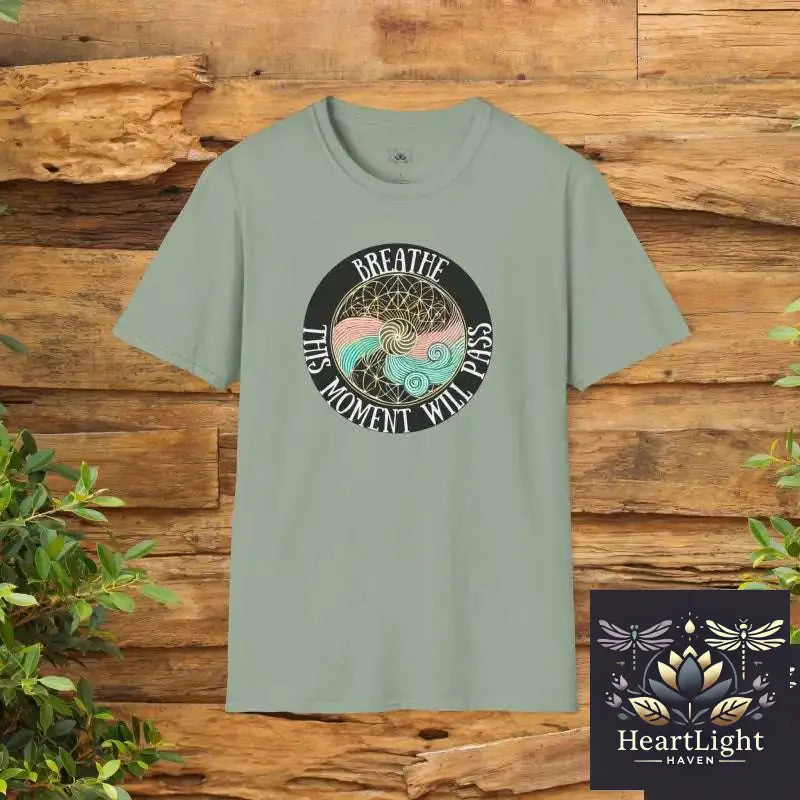 Breathe Inspirational T-Shirt Unisex Softstyle Tee Mindfulness Gift Self-Care Apparel Relaxation Shirt Positive Quote