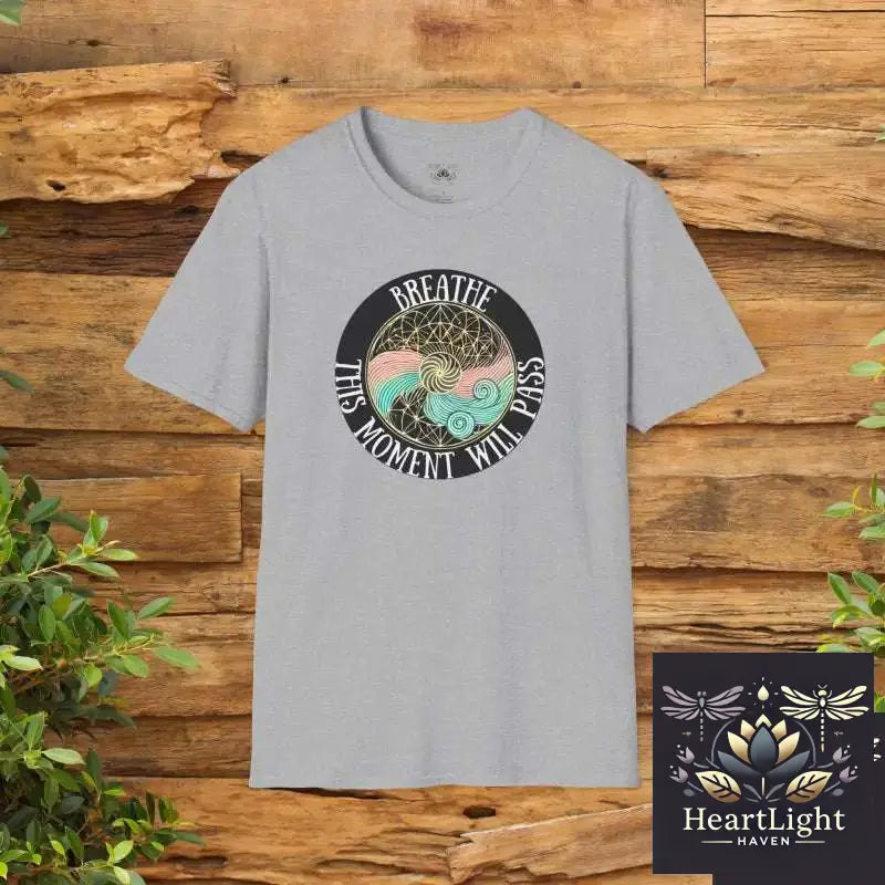 Breathe Inspirational T-Shirt Unisex Softstyle Tee Mindfulness Gift Self-Care Apparel Relaxation Shirt Positive Quote