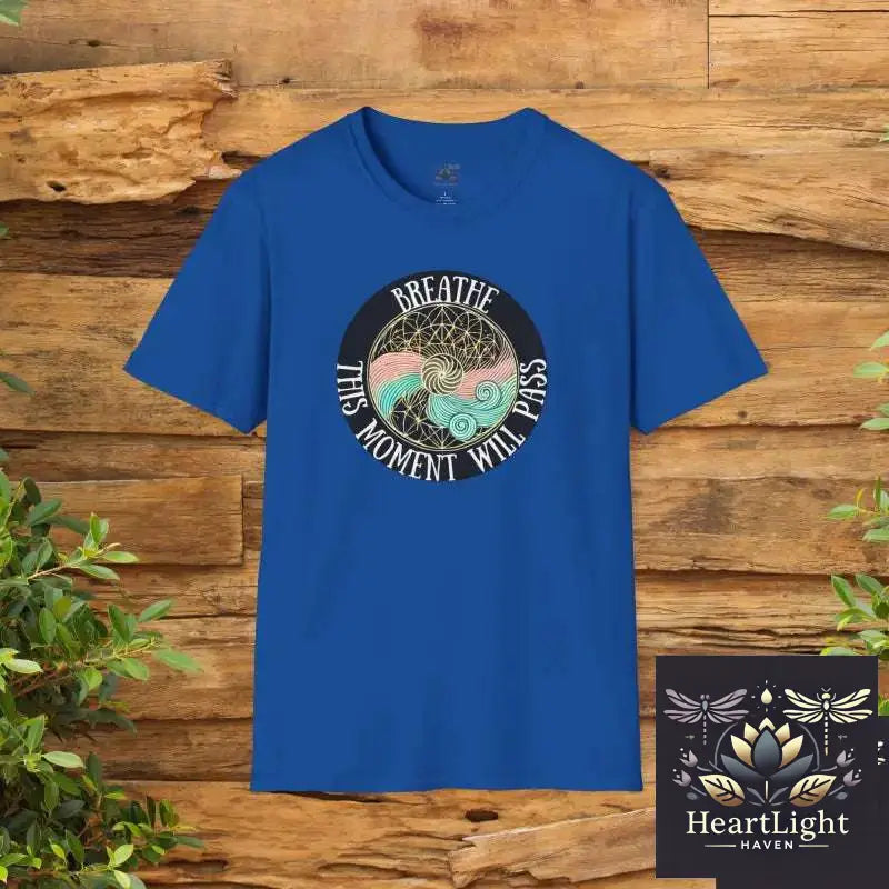 Breathe Inspirational T-Shirt Unisex Softstyle Tee Mindfulness Gift Self-Care Apparel Relaxation Shirt Positive Quote