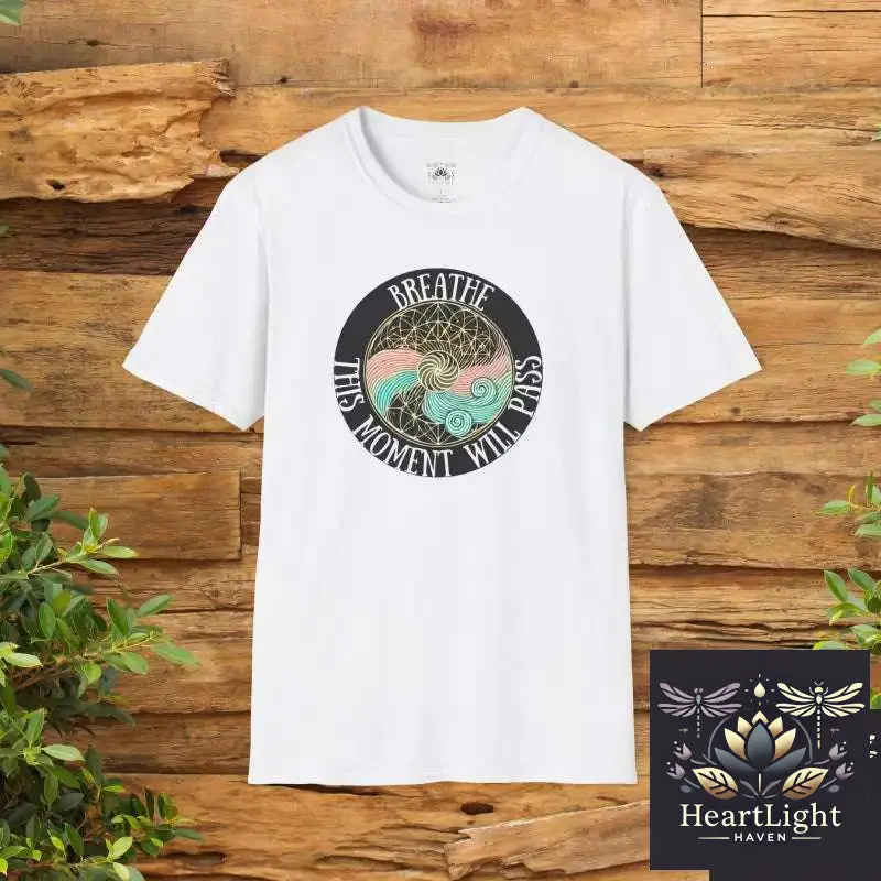 Breathe Inspirational T-Shirt Unisex Softstyle Tee Mindfulness Gift Self-Care Apparel Relaxation Shirt Positive Quote