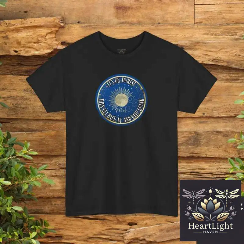 Celestial Self-Care T-Shirt: Encouraging ’It’s OK to Rest’ Unisex Tee for Mindfulness & Strength - Black / S - T-Shirt