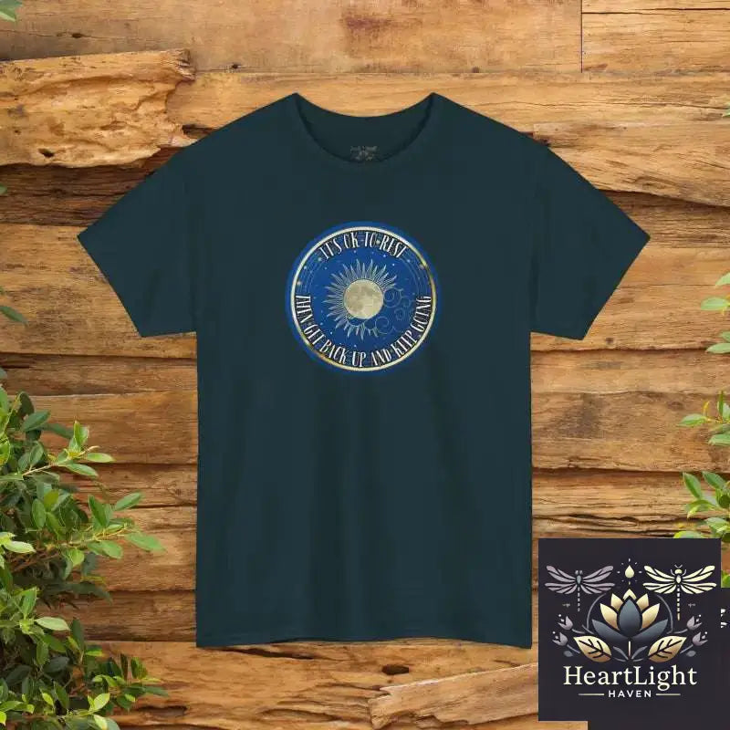 Celestial Self-Care T-Shirt: Encouraging ’It’s OK to Rest’ Unisex Tee for Mindfulness & Strength - Midnight / S