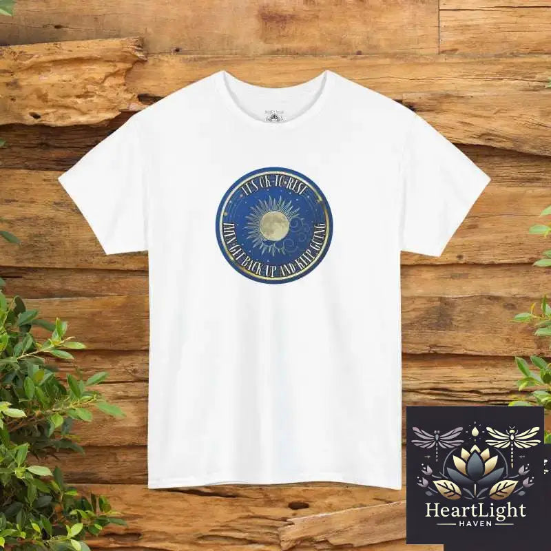 Celestial Self-Care T-Shirt: Encouraging ’It’s OK to Rest’ Unisex Tee for Mindfulness & Strength - White / S - T-Shirt