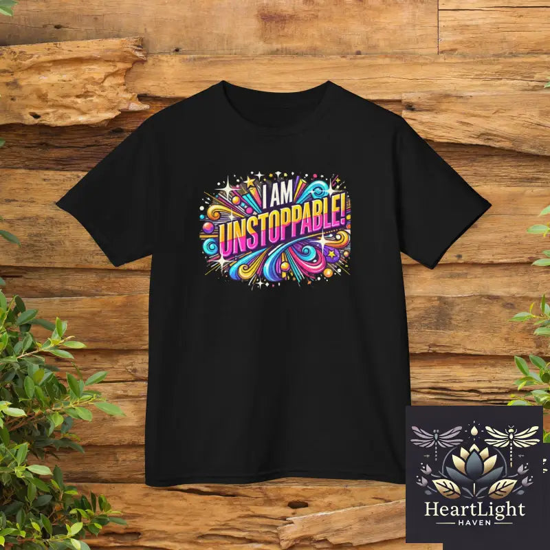 Colorful ’I Am Unstoppable’ Kids T-Shirt: Empowering Youth Apparel with Motivational Design - Black / XS - Kids clothes