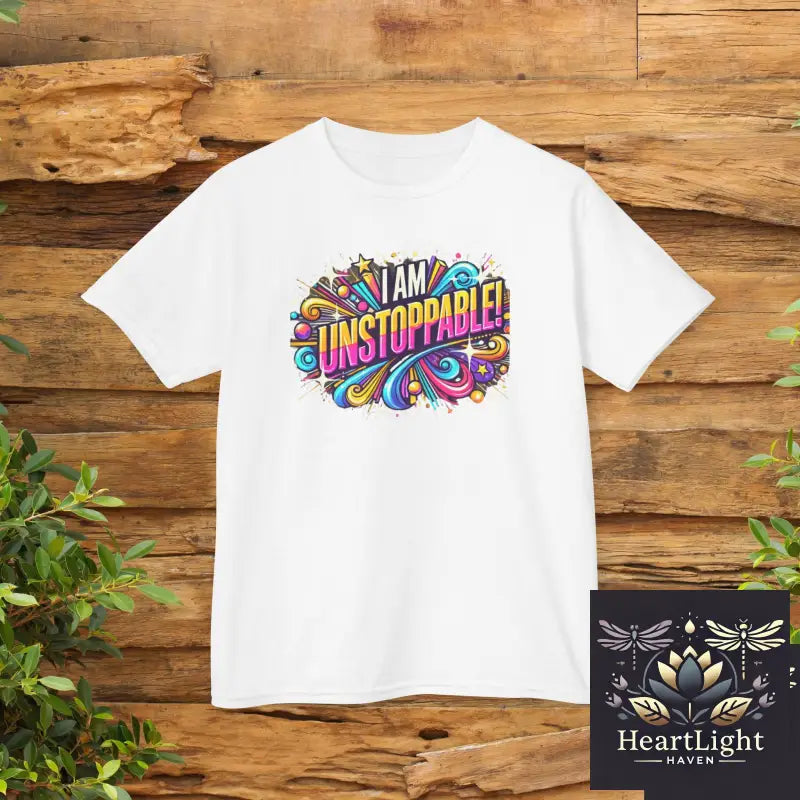 Colorful ’I Am Unstoppable’ Kids T-Shirt: Empowering Youth Apparel with Motivational Design - White / XS - Kids clothes