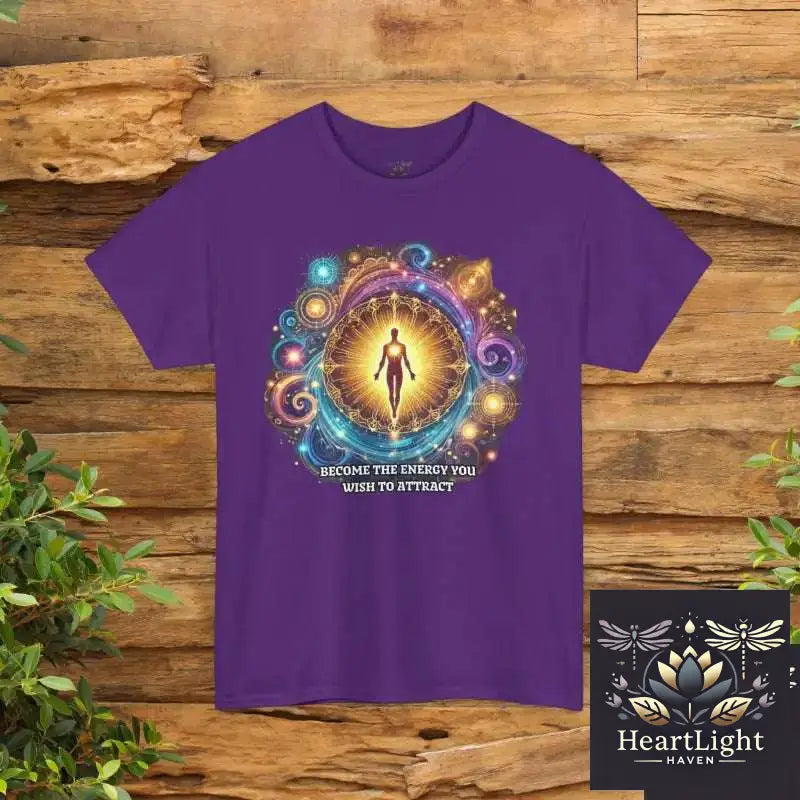 Cosmic Energy Unisex Heavy Cotton Tee - Spiritual Awakening Shirt Meditation Apparel Self-Improvement Gift Celestial