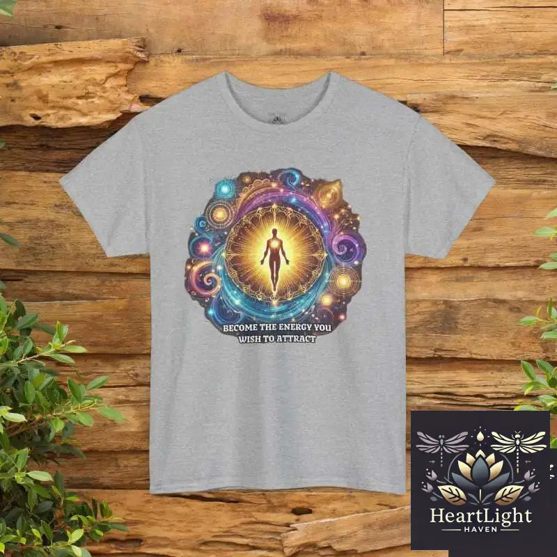 Cosmic Energy Unisex Heavy Cotton Tee - Spiritual Awakening Shirt Meditation Apparel Self-Improvement Gift Celestial