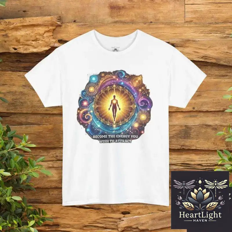 Cosmic Energy Unisex Heavy Cotton Tee - Spiritual Awakening Shirt Meditation Apparel Self-Improvement Gift Celestial