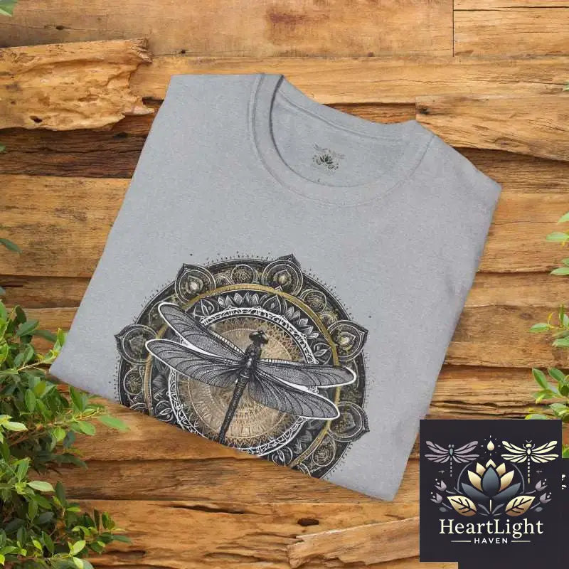 Dragonfly Mandala Unisex T-Shirt-Spirit Animal Art for Mindfulness and Transformation - T-Shirt
