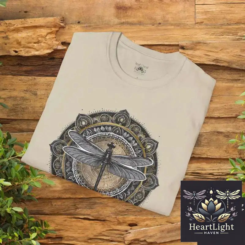 Dragonfly Mandala Unisex T-Shirt-Spirit Animal Art for Mindfulness and Transformation - T-Shirt