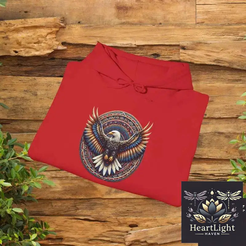 Eagle Emblem Hooded Sweatshirt Cozy Eagle Sweatshirt Nature Lover Gift Outdoor Adventure Wear - Hoodie