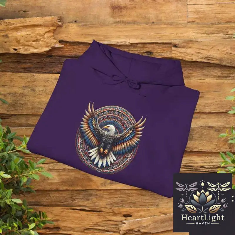 Eagle Emblem Hooded Sweatshirt Cozy Eagle Sweatshirt Nature Lover Gift Outdoor Adventure Wear - Hoodie