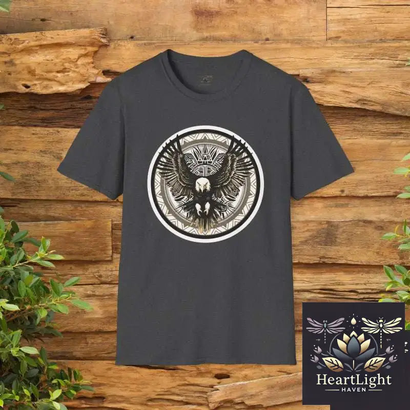 Eagle Mandala Unisex T-Shirt: Soar with Strength & Vision | Unique Geometric Wildlife Graphic Tee - XS / Dark Heather