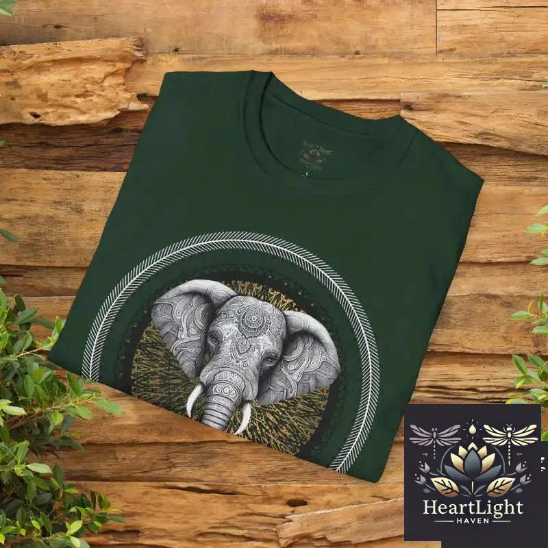 Elephant Mandala Spirit Animal T-Shirt: Boho Unisex Graphic Tee Symbolizing Strength & Wisdom - T-Shirt
