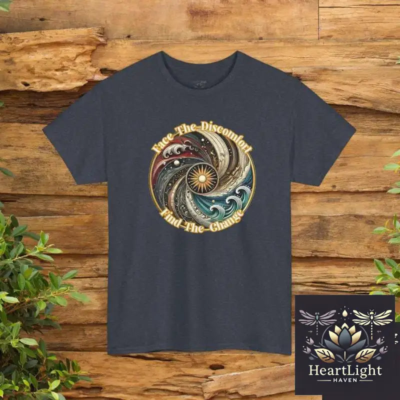 Embrace Discomfort: Inspirational T-Shirt with Symbolic Design for Personal Growth and Resilience - Heather Navy / S