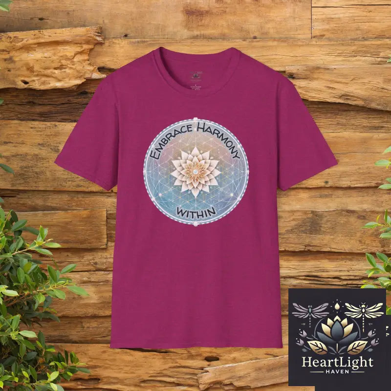 Embrace Harmony T-Shirt Relaxed Fit Tee Meditation Shirt Spiritual Gift Yoga Apparel Mindfulness Wear - S / Antique