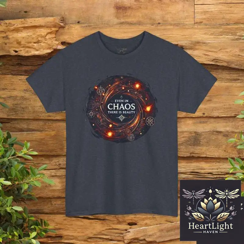 Inspiring Mental Health T-Shirt: Embrace Chaos & Beauty | Comfortable Unisex Graphic Tee - Heather Navy / S - T-Shirt