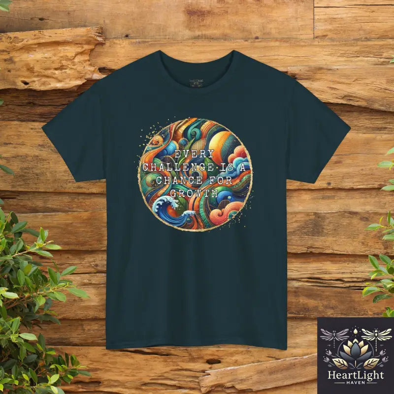 Inspirational Unisex Heavy Cotton Tee - ’Every Challenge Is an Opportunity for Growth’ - Motivational Shirt