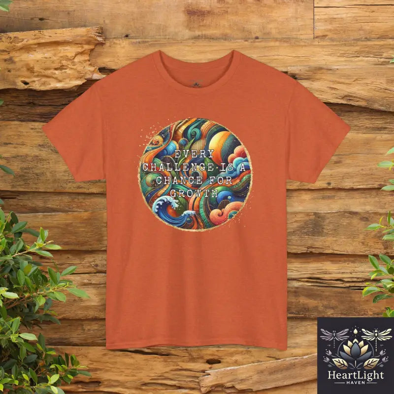 Inspirational Unisex Heavy Cotton Tee - ’Every Challenge Is an Opportunity for Growth’ - Motivational Shirt