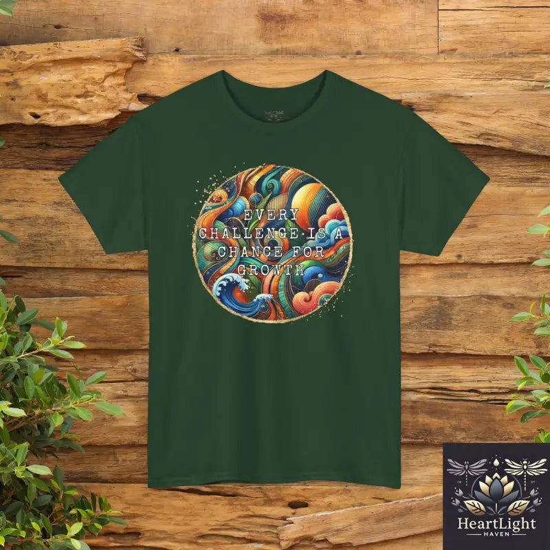 Inspirational Unisex Heavy Cotton Tee - ’Every Challenge Is an Opportunity for Growth’ - Motivational Shirt