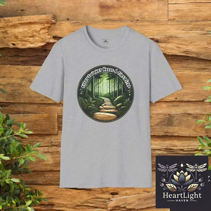 Every Journey Needs a First Step – Inspirational Hiking T-Shirt - XS / Sport Grey - T-Shirt