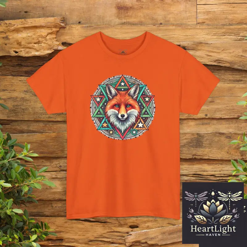 Fox Mandala Unisex Heavy Cotton Tee Nature Lover Shirt Boho Style T-shirt Dreamer Gift Animal Art Tee Eco-Friendly