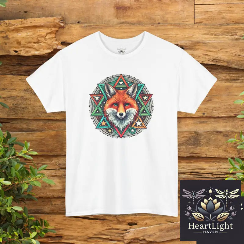 Fox Mandala Unisex Heavy Cotton Tee Nature Lover Shirt Boho Style T-shirt Dreamer Gift Animal Art Tee Eco-Friendly