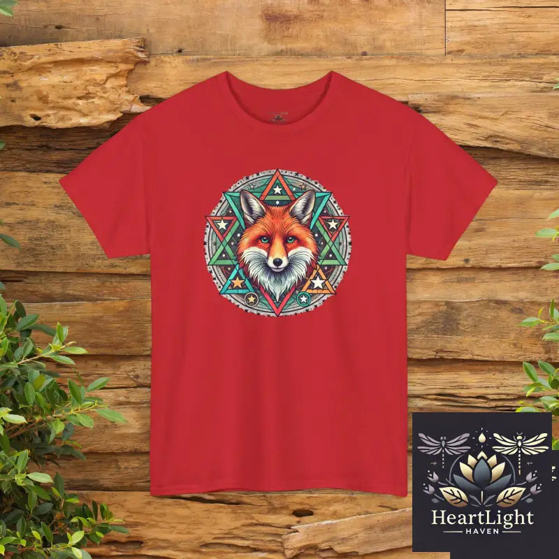 Fox Mandala Unisex Heavy Cotton Tee Nature Lover Shirt Boho Style T-shirt Dreamer Gift Animal Art Tee Eco-Friendly