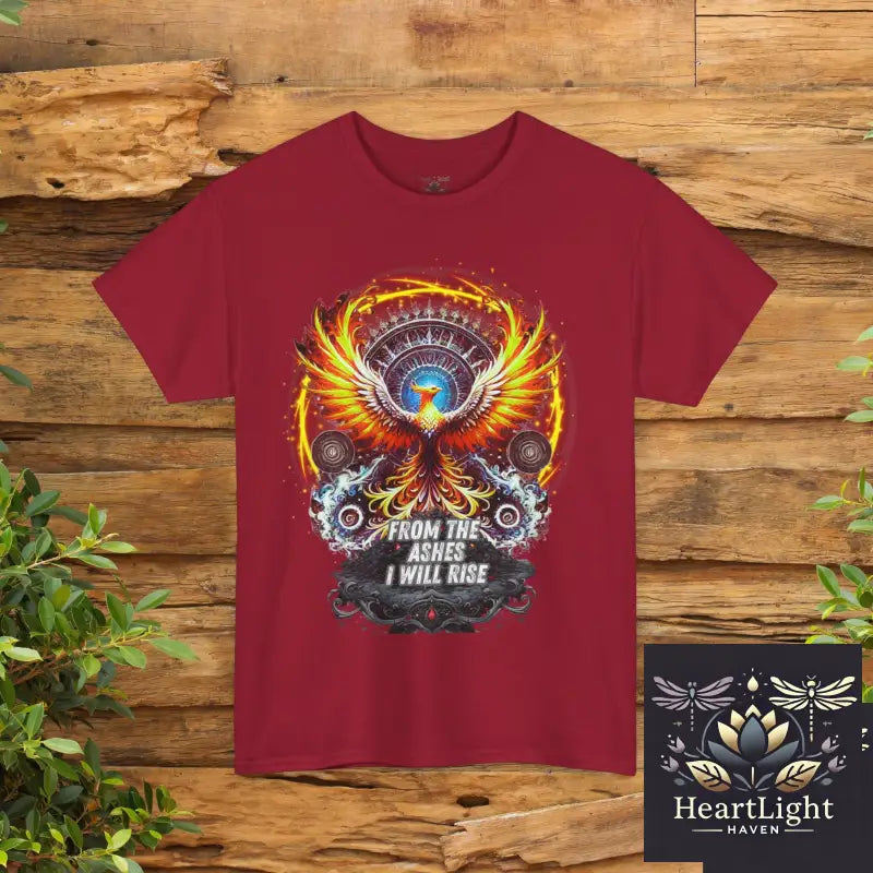 From the Ashes I Will Rise Unisex Heavy Cotton Tee Inspirational T-Shirt Phoenix Graphic Tee Motivational Gift Rising
