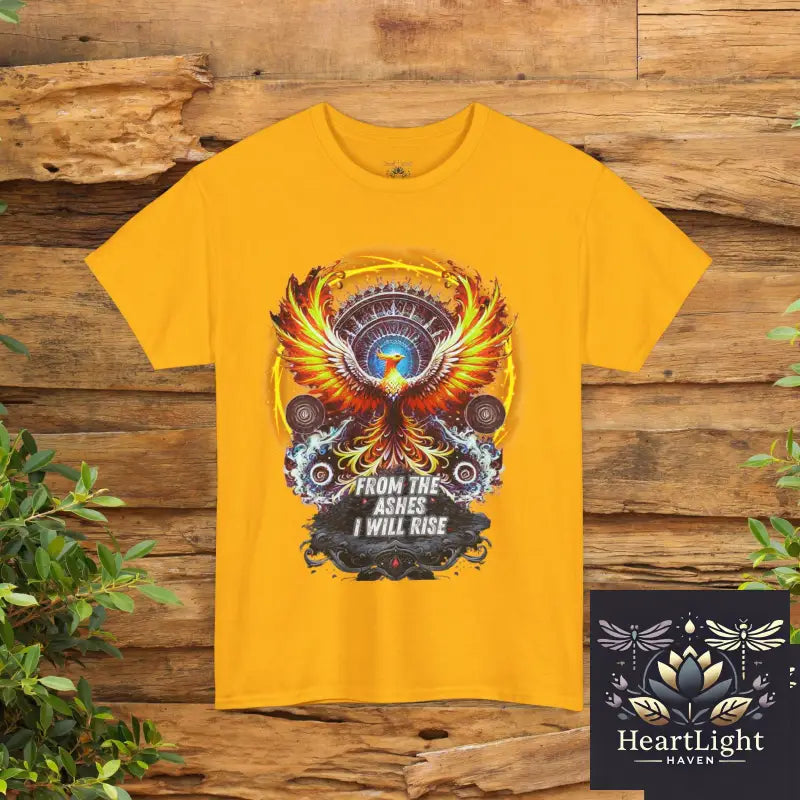 From the Ashes I Will Rise Unisex Heavy Cotton Tee Inspirational T-Shirt Phoenix Graphic Tee Motivational Gift Rising