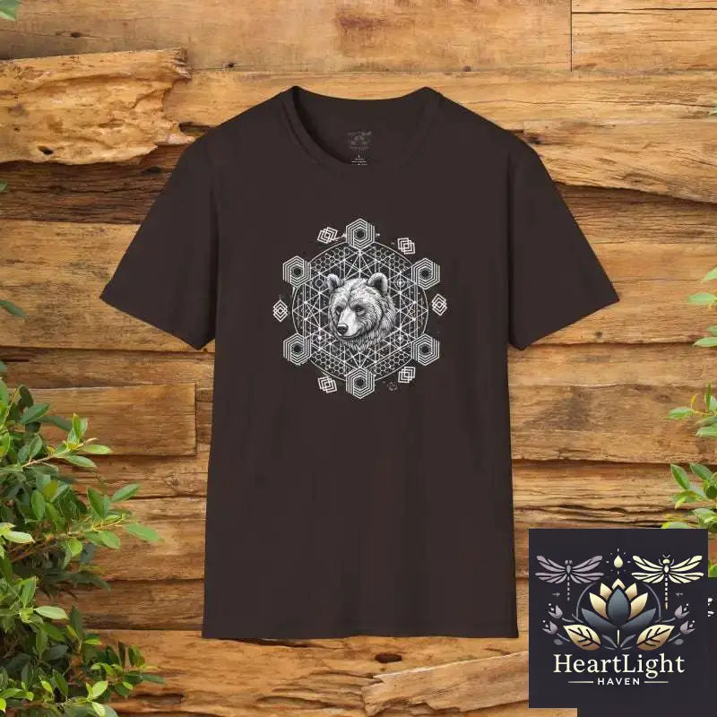 Mandala Bear Unisex Softstyle T-Shirt Bohemian Tee Nature Lover Gift Animal Art Wear Spiritual Fashion - S / Dark