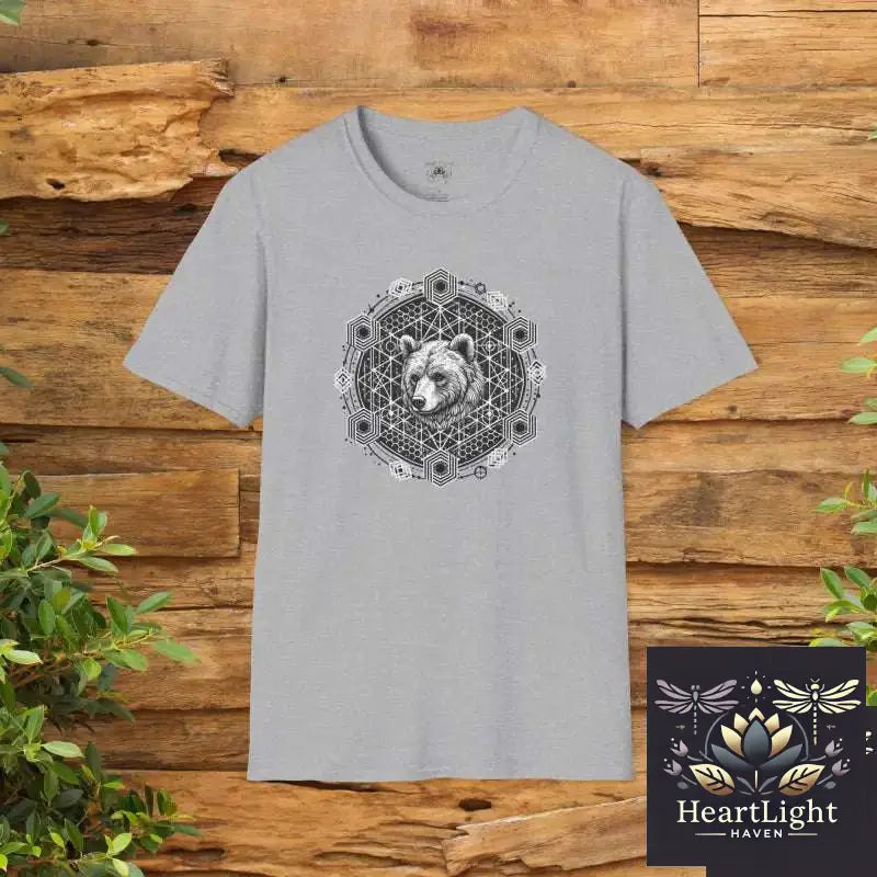 Mandala Bear Unisex Softstyle T-Shirt Bohemian Tee Nature Lover Gift Animal Art Wear Spiritual Fashion - XS / Sport