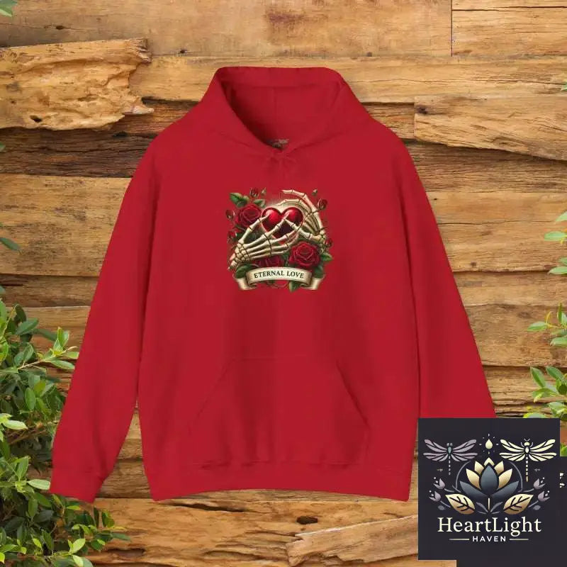 Eternal Love Hooded Sweatshirt Cozy Unisex Pullover Gift for Romantic Occasions Valentine’s Day Anniversary Apparel