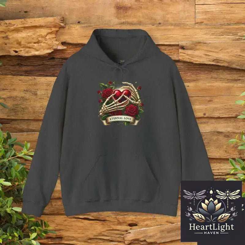 Eternal Love Hooded Sweatshirt Cozy Unisex Pullover Gift for Romantic Occasions Valentine’s Day Anniversary Apparel