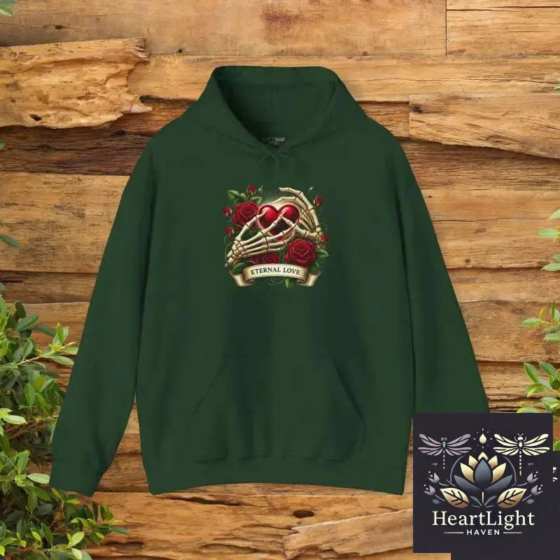 Eternal Love Hooded Sweatshirt Cozy Unisex Pullover Gift for Romantic Occasions Valentine’s Day Anniversary Apparel
