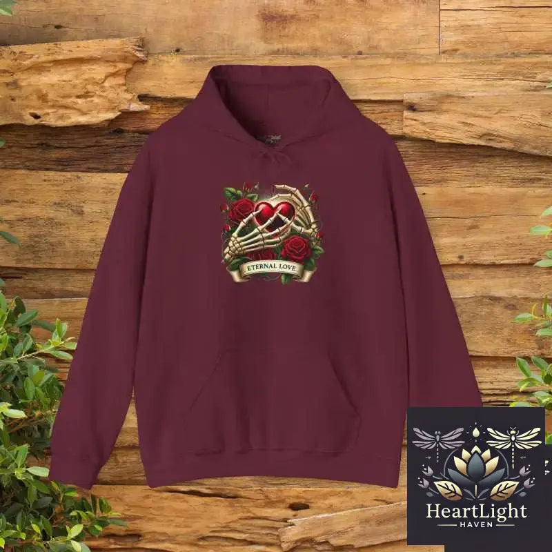 Eternal Love Hooded Sweatshirt Cozy Unisex Pullover Gift for Romantic Occasions Valentine’s Day Anniversary Apparel