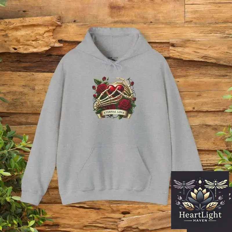Eternal Love Hooded Sweatshirt Cozy Unisex Pullover Gift for Romantic Occasions Valentine’s Day Anniversary Apparel