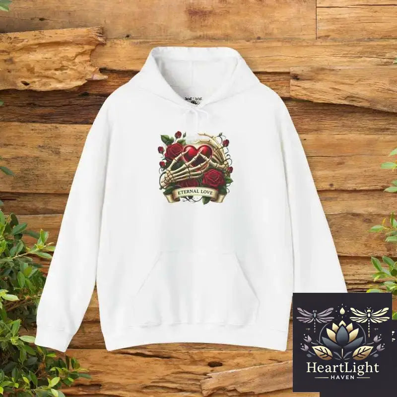 Eternal Love Hooded Sweatshirt Cozy Unisex Pullover Gift for Romantic Occasions Valentine’s Day Anniversary Apparel